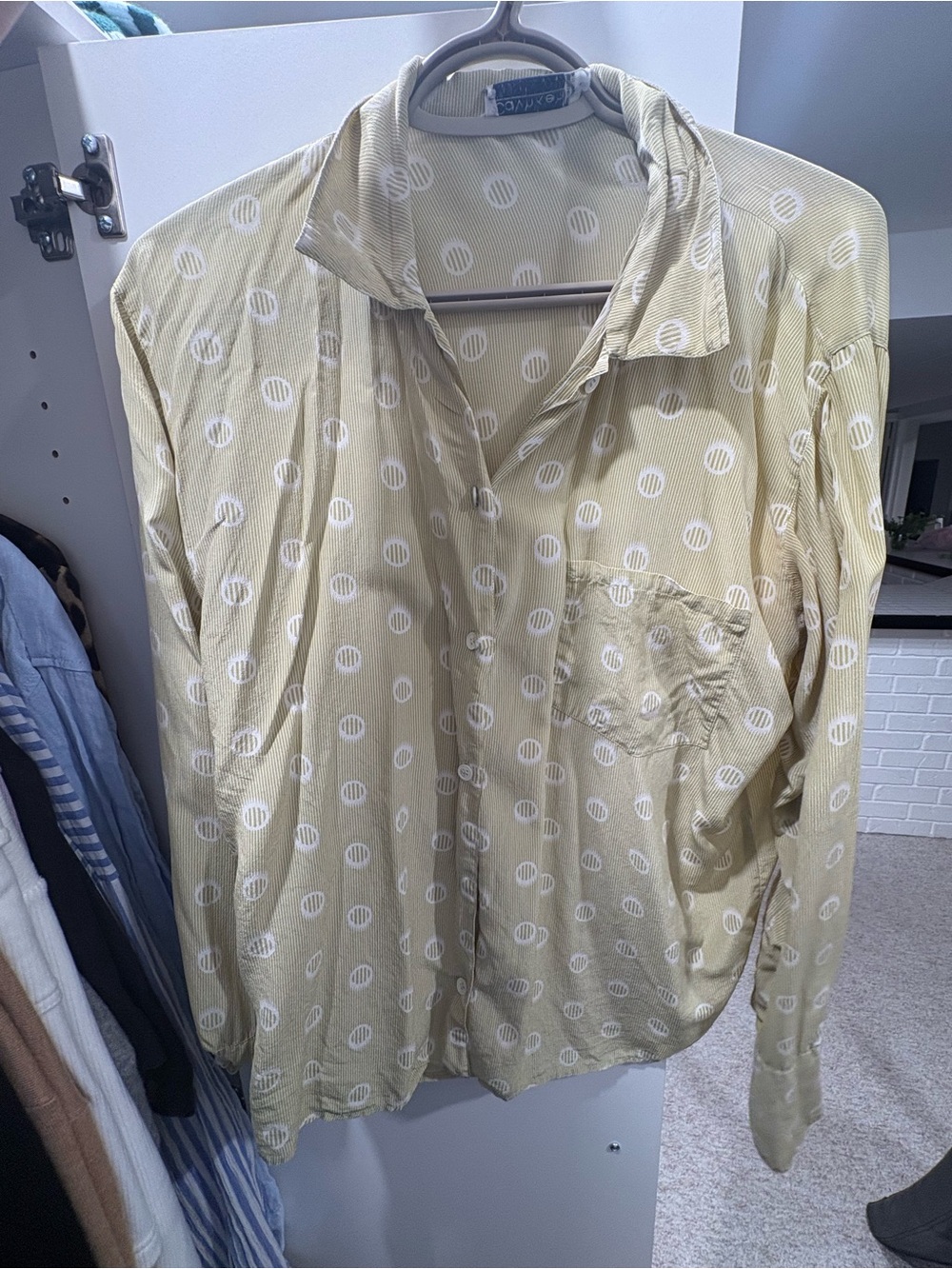 Calvin Klein Light Yellow Polka Dot Button-Down Shirt